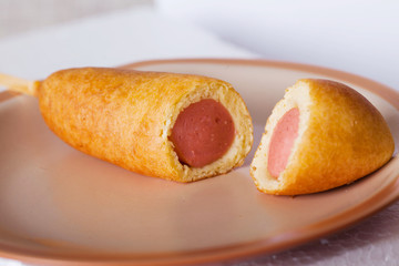 cut corn dog batter stuffing