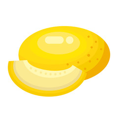Cartoon ripe melon on a white background. Melon Icon in Color. Vector illustration