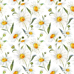 Watercolor daisy pattern