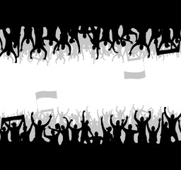 Seamless wallpaper with cheering people