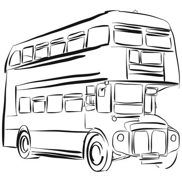London Bus Doppeldecker Umsisszeichnung