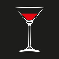 Glass of wine on a black background.