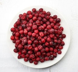 Plate of dried cranberries
