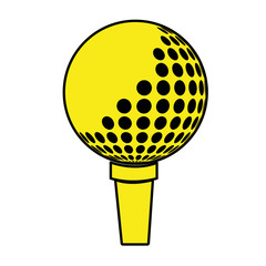 yellow and black golf ball front view over isolated background,vector illustration