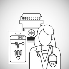 Medical care design. Health care icon. Colorfull illustration, v