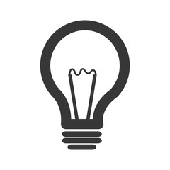 black and white light bulb front view over isolated background,vector illustration