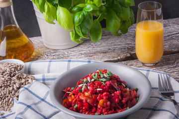 Bowl of buckwheat groats with vegetables