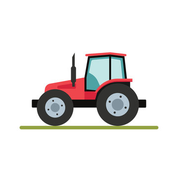 Tractor isolated on white background. Flat illustration