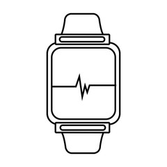 electronic watch with media screen front view over isolated background,vector illustration