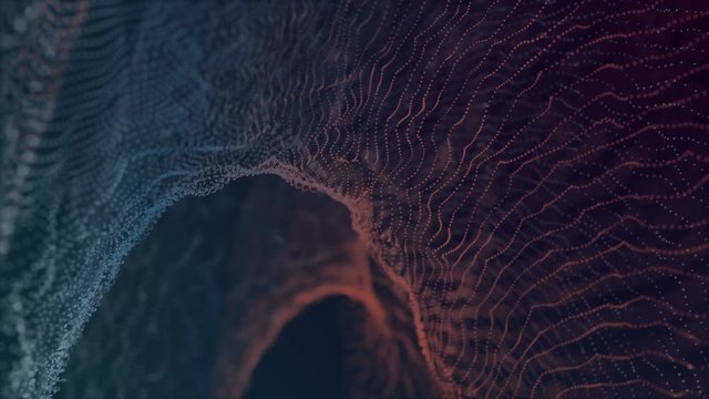 abstract elegant neon motion background loop with dancing particles	