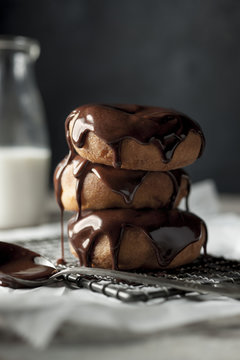 Stack of chocolate doughnuts