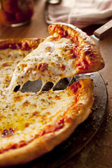 Slice of freshly cooked pizza