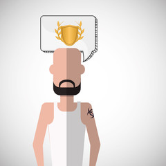 Winner design. Success icon. Flat illustration, vector graphic