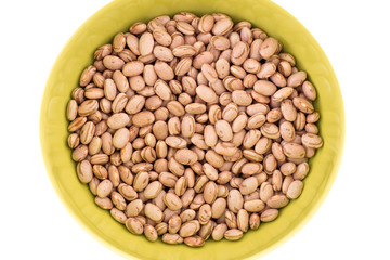 Top view of bowl with beans. Isolated