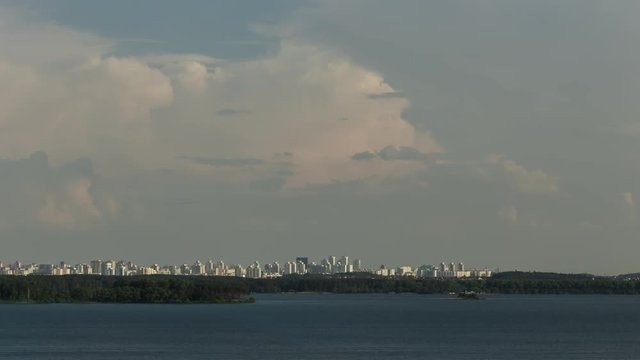 City And Lake Panorama Time Lapse