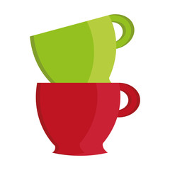 red and  green  cups set front view over isolated background,vector illustration