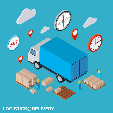 Logistics, delivery, transportation  vector illustration