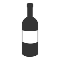 black liquor bottle with white square front view over isolated background,vector illustration