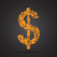 Obraz premium Gold dollar signs on black background.