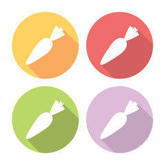 Carrot Vegetable Flat Icons Set