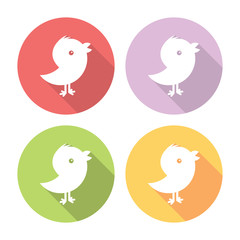 Social Media Stylized Bird Flat Icons Set