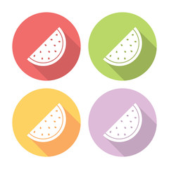 Watermelon Fruit Slice Flat Icons Set
