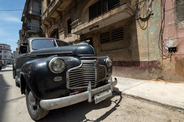 Old american car parked in the streets of Havana, Cuba