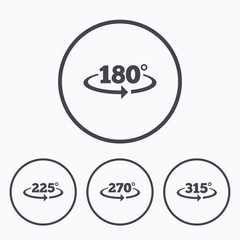 Angle degrees icons. Geometry math signs.