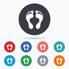 Human footprint sign icon. Barefoot symbol.