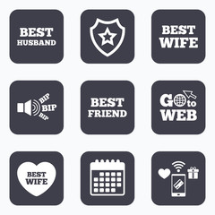 Best wife, husband and friend icons.