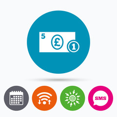 Cash sign icon. Pound Money symbol. Coin.