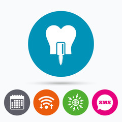 Tooth implant sign icon. Dental care symbol