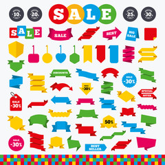 Sale discount icons. Special offer price signs.