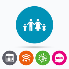 Complete family with two children sign icon.