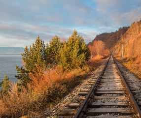 Early in the morning on the Circum-Baikal Railway