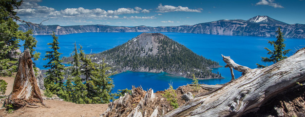 Wizard Island in Crater Lake National Park in the Oregon Cascade Range