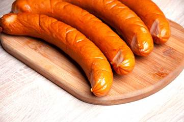 Sausage on a chopping board