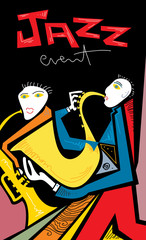 Obrazy na Plexi  Abstrakcyjna sztuka jazzowa, saksofoniści i trębacze (grafika wektorowa)