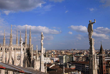 Fototapeta na wymiar View on Milan, Italy from the cathedral