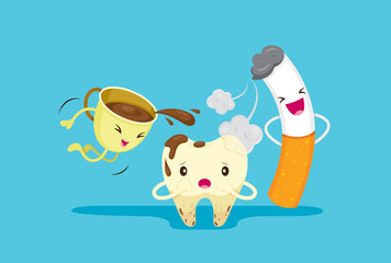 Decayed Tooth Problem With Smoke And Coffee, Medical, Dentistry, Hospital, Checkup, Patient, Hygiene, Healthy, Treatment