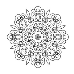 Round ornament. Mandala. Abstract background. Design for adult coloring page