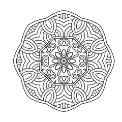 Round ornament. Mandala. Abstract background. Design for adult coloring page