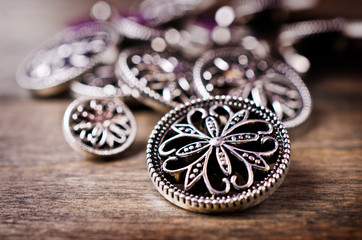 Round metal buttons