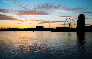 The docklands waterfront area of Melbourne at dawn, Australia.