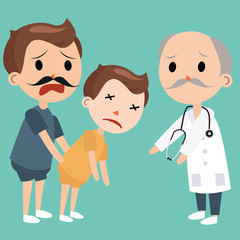 dad bring sick kids to doctor emergency medical visits