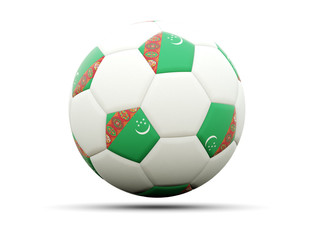Naklejka premium Flag of turkmenistan on football