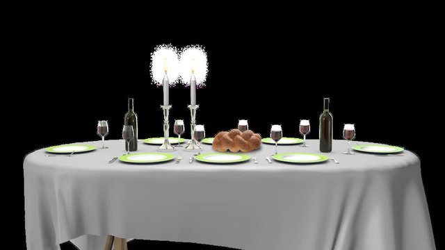 Shabbat table, Jewish - Animation with alpha