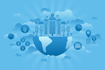 Global Company Concept blue