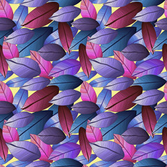 Obraz na płótnie Canvas Seamless pattern with blue and violet colored degrade leaves. Foliage