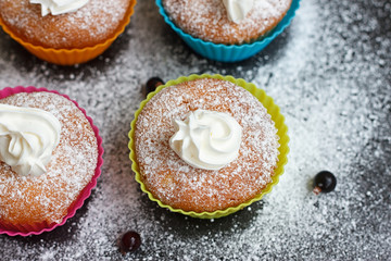Muffins in colorful silicone forms